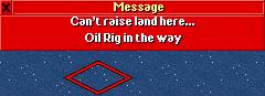 Picture:  Can't raise land here, Oil Rig in the way
